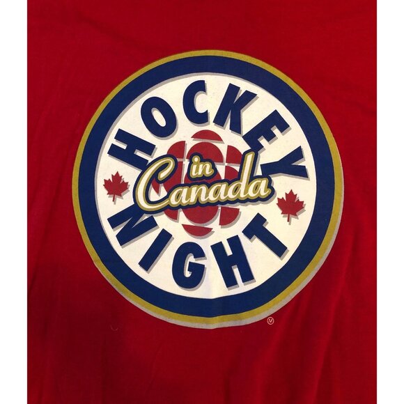 Hockey Night In Canada Red T-Shirt XL Fruit Of The Loom Cotton Mens Graphic Tee - Picture 2 of 8